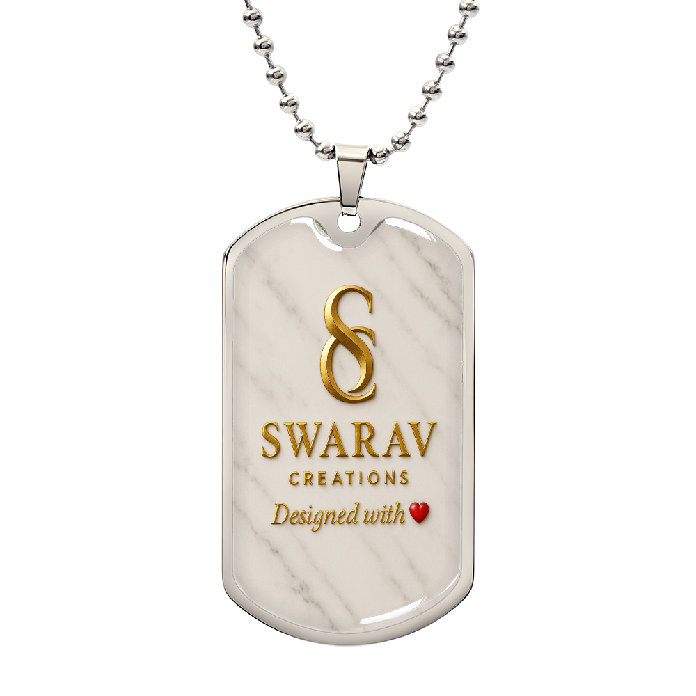 Gold & Marble Dog Tag Necklace – Designed with ❤️ | Custom Engraved Gift for Him or Her - Swarav Creations