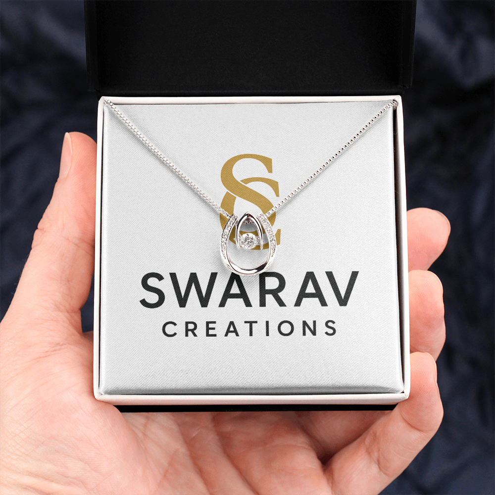 Lucky in Love Necklace - Dancing CZ White Gold Pendant | Swarav Creations - Swarav Creations