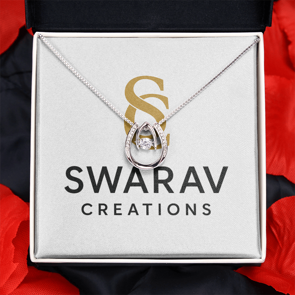 Lucky in Love Necklace - Dancing CZ White Gold Pendant | Swarav Creations - Swarav Creations