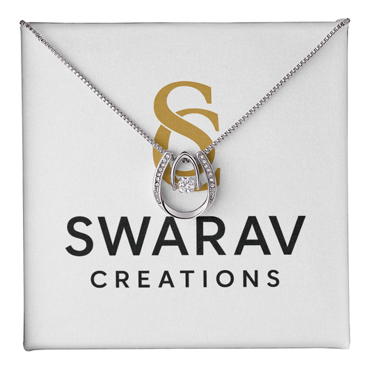Lucky in Love Necklace - Dancing CZ White Gold Pendant | Swarav Creations - Swarav Creations