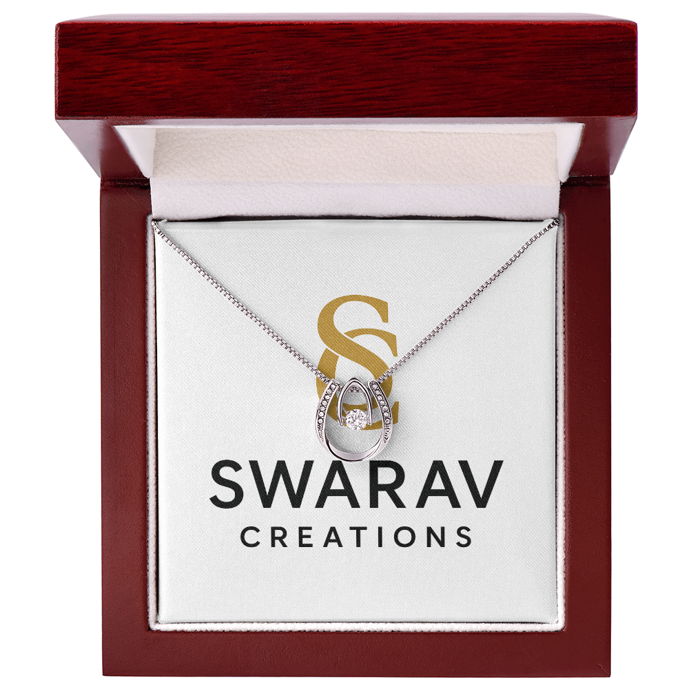 Lucky in Love Necklace - Dancing CZ White Gold Pendant | Swarav Creations - Swarav Creations