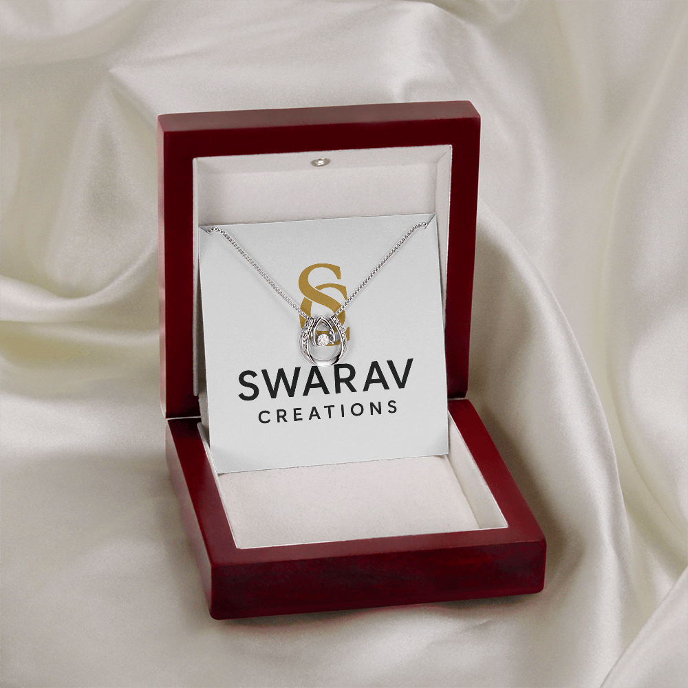 Lucky in Love Necklace - Dancing CZ White Gold Pendant | Swarav Creations