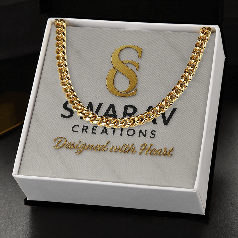 Men's Cuban Link Chain Necklace – 18K Gold or Stainless Steel | Adjustable Length 18–22” | Luxury Gift for Him - Swarav Creations
