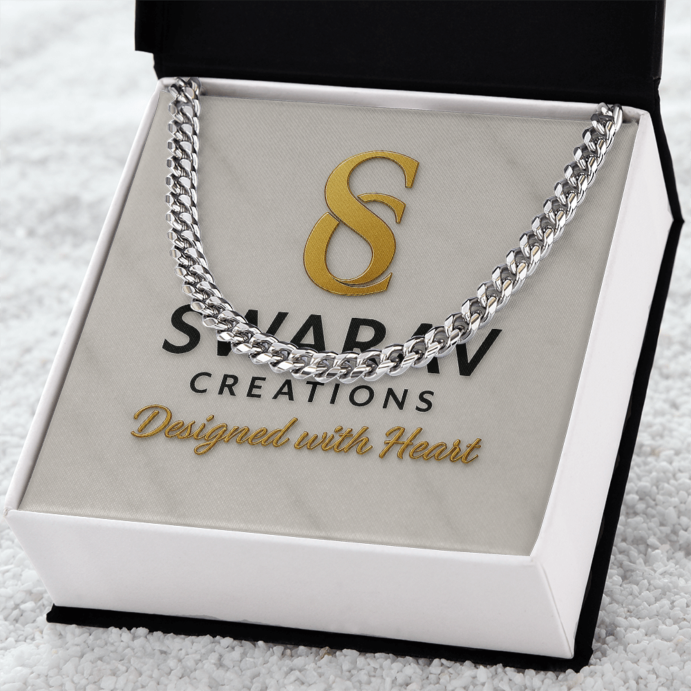 Men's Cuban Link Chain Necklace – 18K Gold or Stainless Steel | Adjustable Length 18–22” | Luxury Gift for Him - Swarav Creations