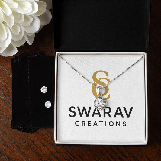 Eternal Hope Necklace & Earring Set – 14K White Gold | Swarav Creations