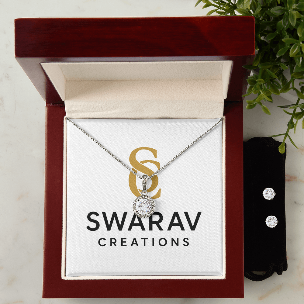 Eternal Hope Necklace & Earring Set – 14K White Gold | Swarav Creations