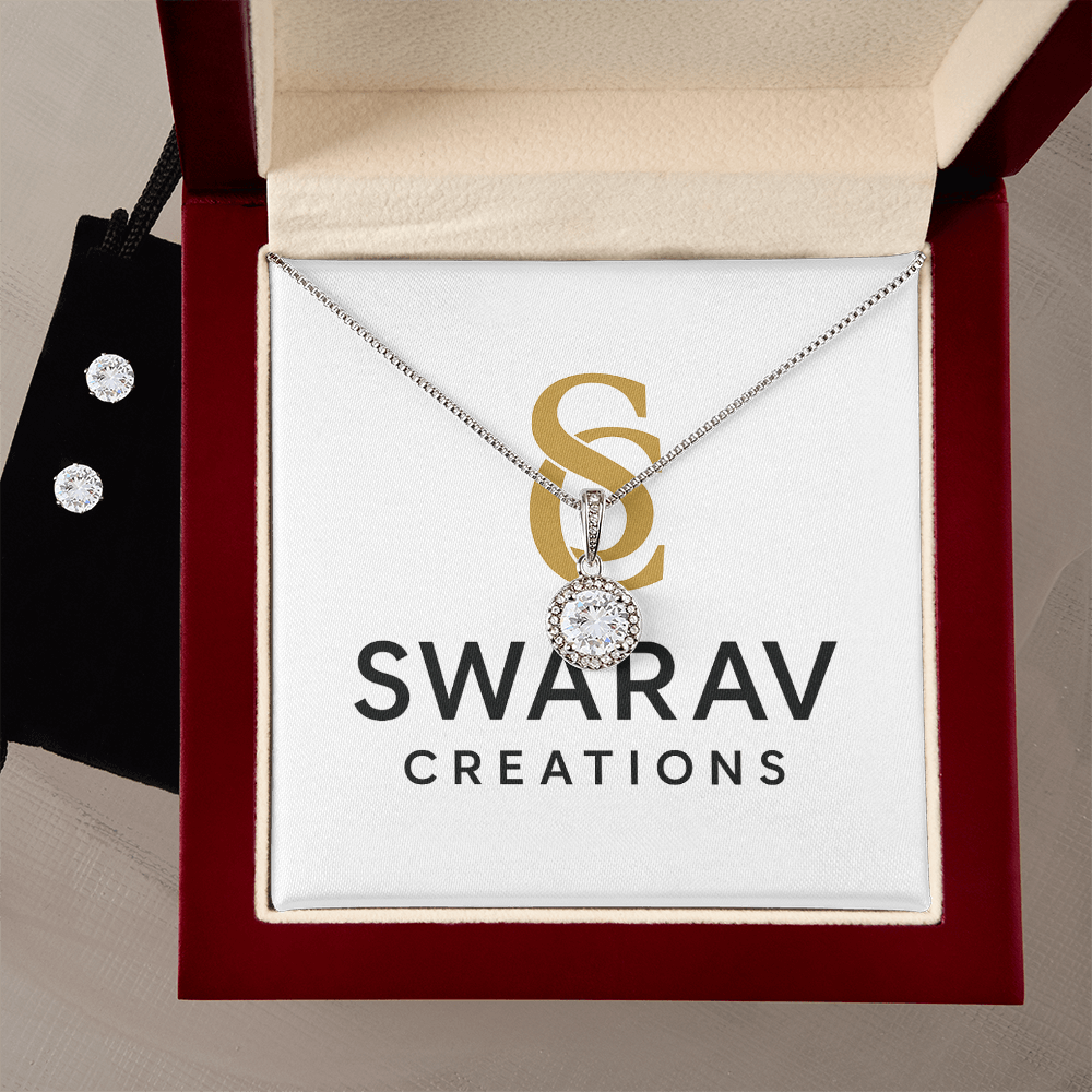 Eternal Hope Necklace & Earring Set – 14K White Gold | Swarav Creations