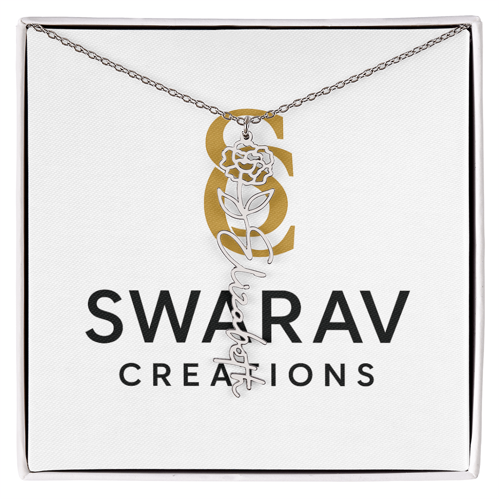 Personalized Flower Name Necklace – Elegant Custom Jewelry - Swarav Creations