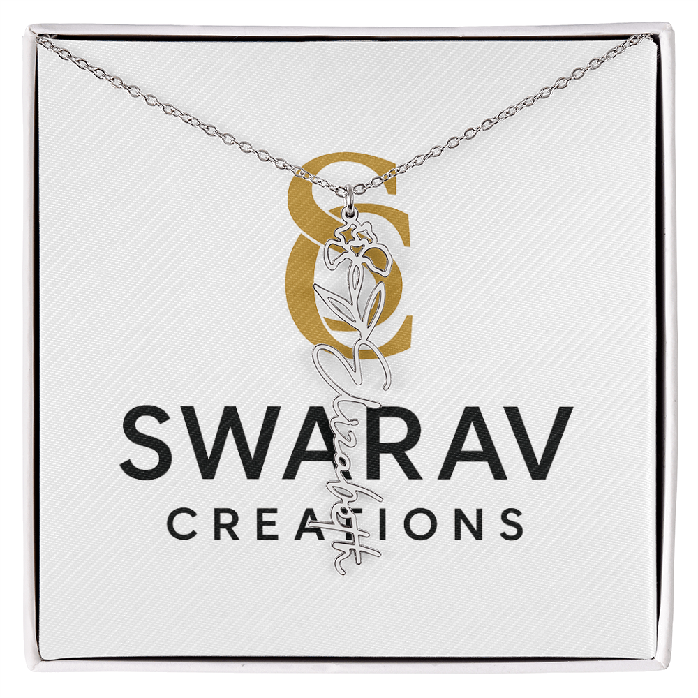 Personalized Flower Name Necklace – Elegant Custom Jewelry - Swarav Creations