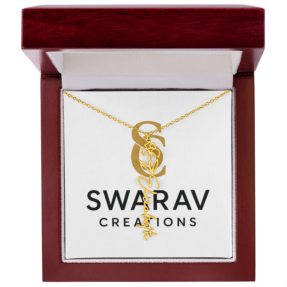 Personalized Flower Name Necklace – Elegant Custom Jewelry - Swarav Creations
