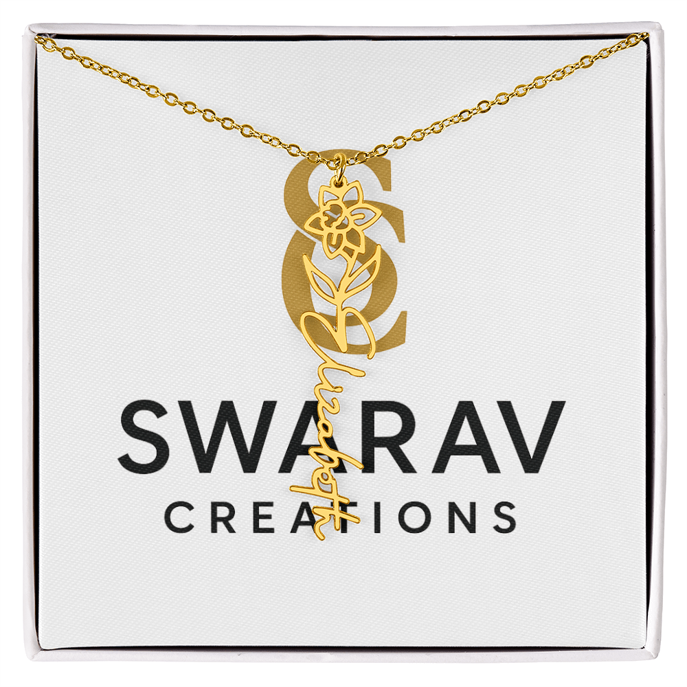 Personalized Flower Name Necklace – Elegant Custom Jewelry - Swarav Creations