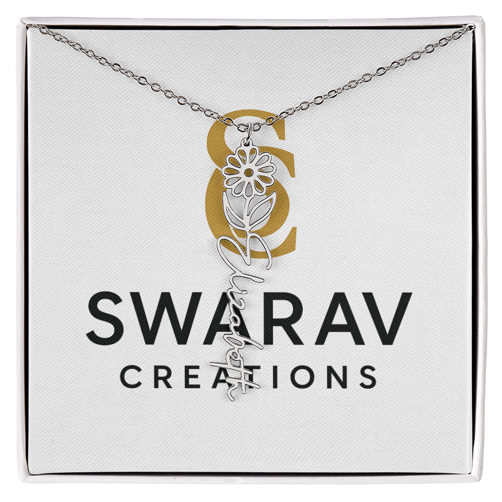 Personalized Flower Name Necklace – Elegant Custom Jewelry - Swarav Creations