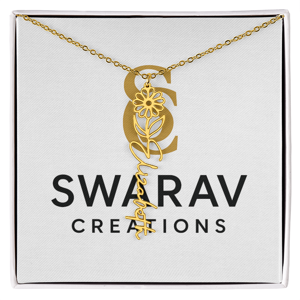 Personalized Flower Name Necklace – Elegant Custom Jewelry - Swarav Creations