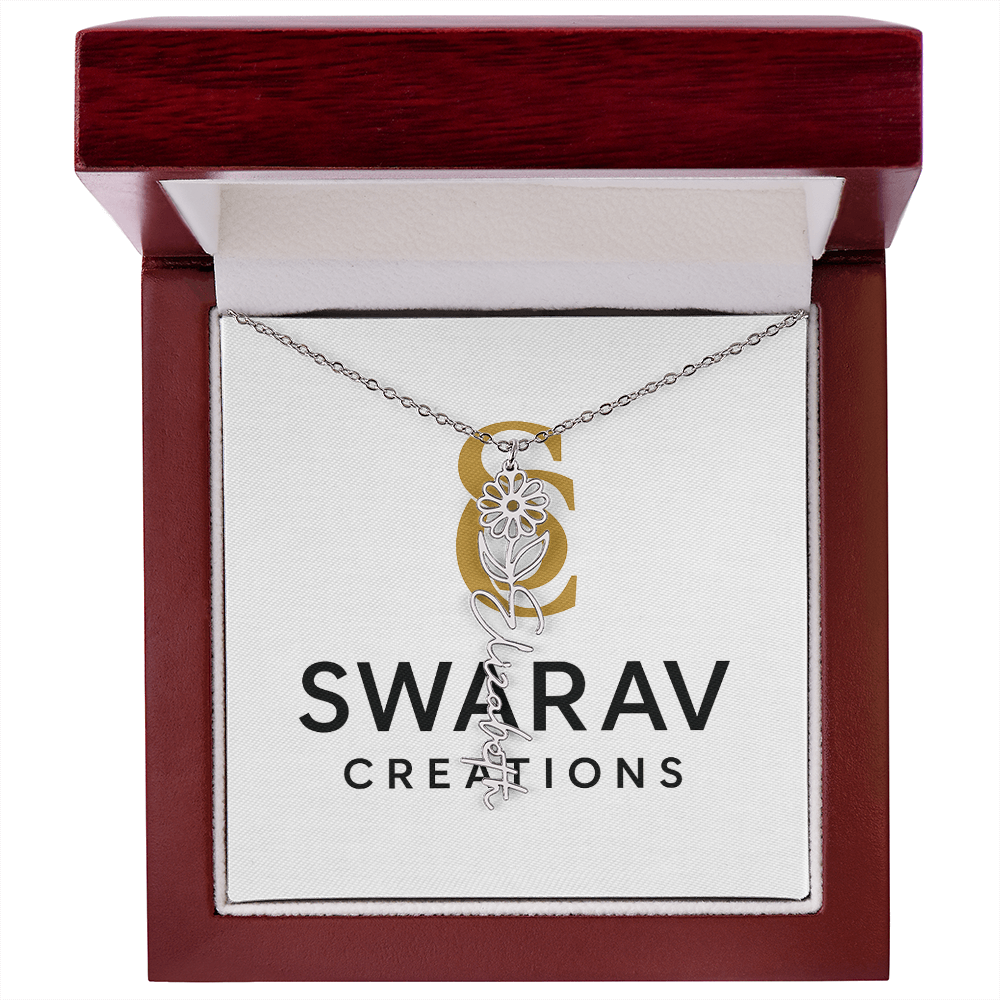 Personalized Flower Name Necklace – Elegant Custom Jewelry - Swarav Creations