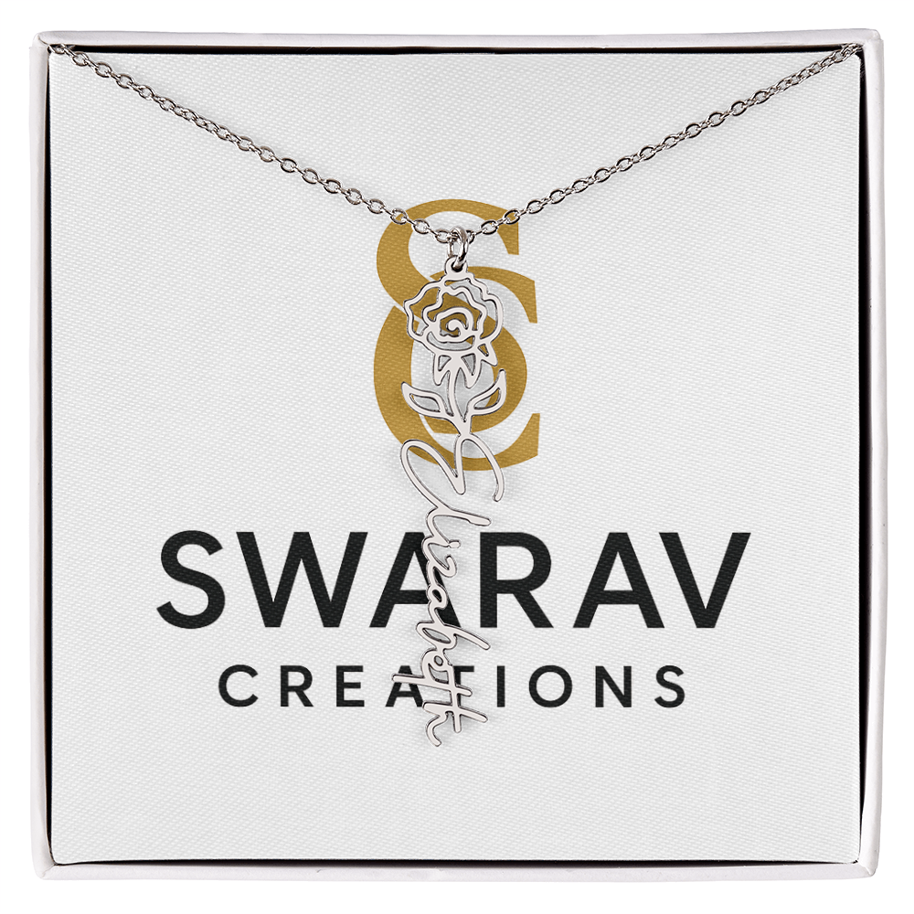 Personalized Flower Name Necklace – Elegant Custom Jewelry - Swarav Creations