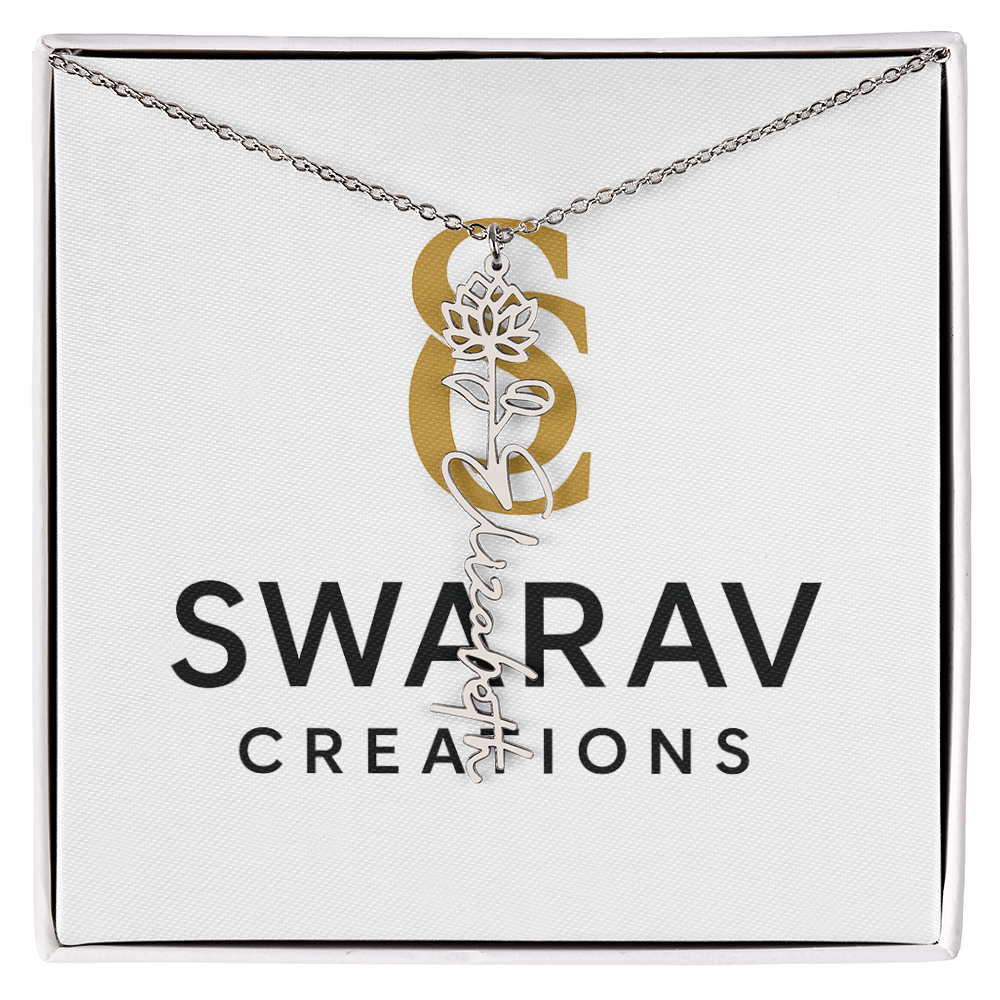 Personalized Flower Name Necklace – Elegant Custom Jewelry - Swarav Creations