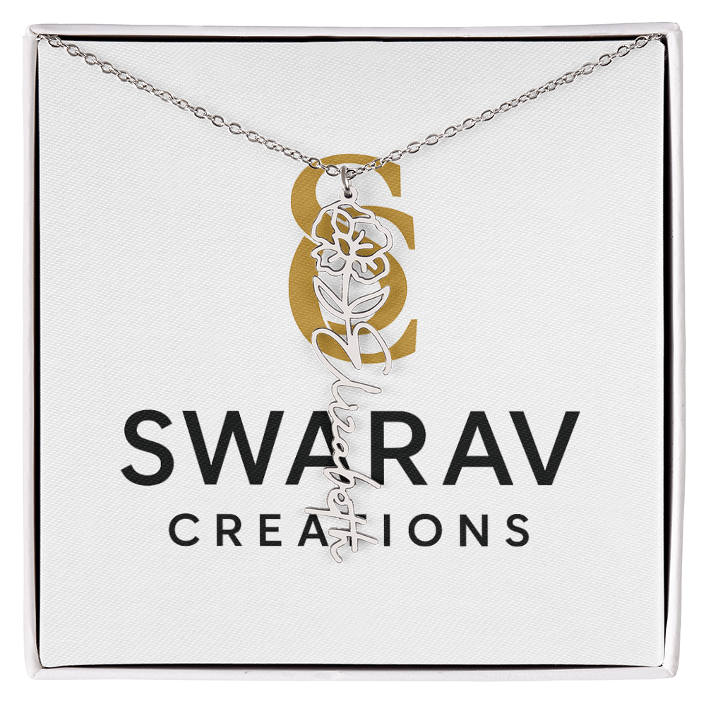 Personalized Flower Name Necklace – Elegant Custom Jewelry - Swarav Creations