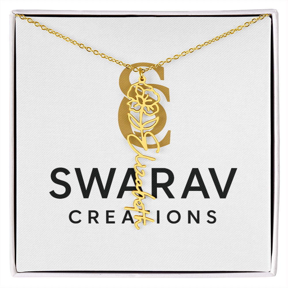 Personalized Flower Name Necklace – Elegant Custom Jewelry - Swarav Creations