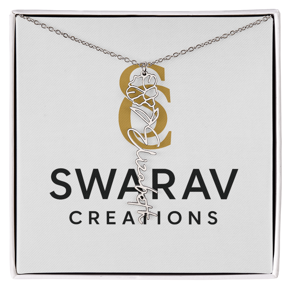 Personalized Flower Name Necklace – Elegant Custom Jewelry - Swarav Creations