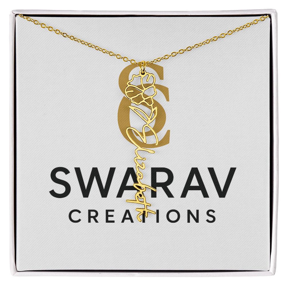 Personalized Flower Name Necklace – Elegant Custom Jewelry - Swarav Creations