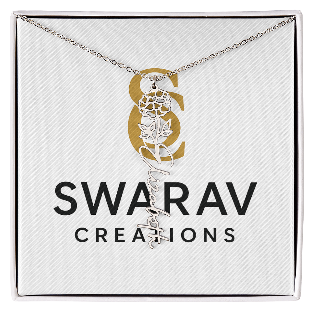 Personalized Flower Name Necklace – Elegant Custom Jewelry - Swarav Creations