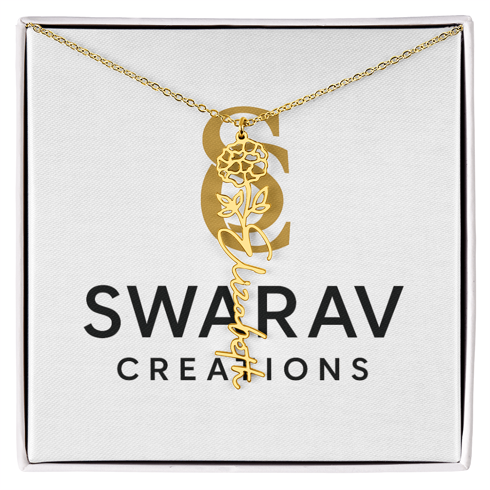 Personalized Flower Name Necklace – Elegant Custom Jewelry - Swarav Creations
