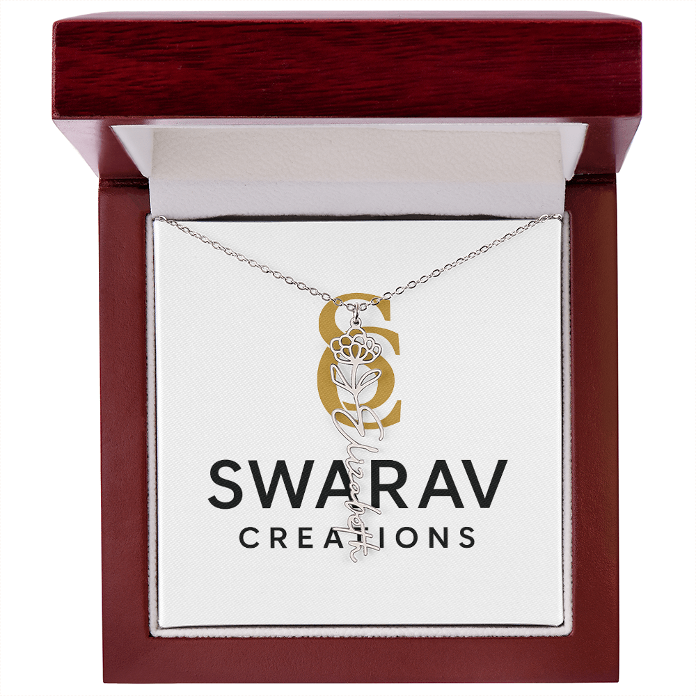 Personalized Flower Name Necklace – Elegant Custom Jewelry - Swarav Creations