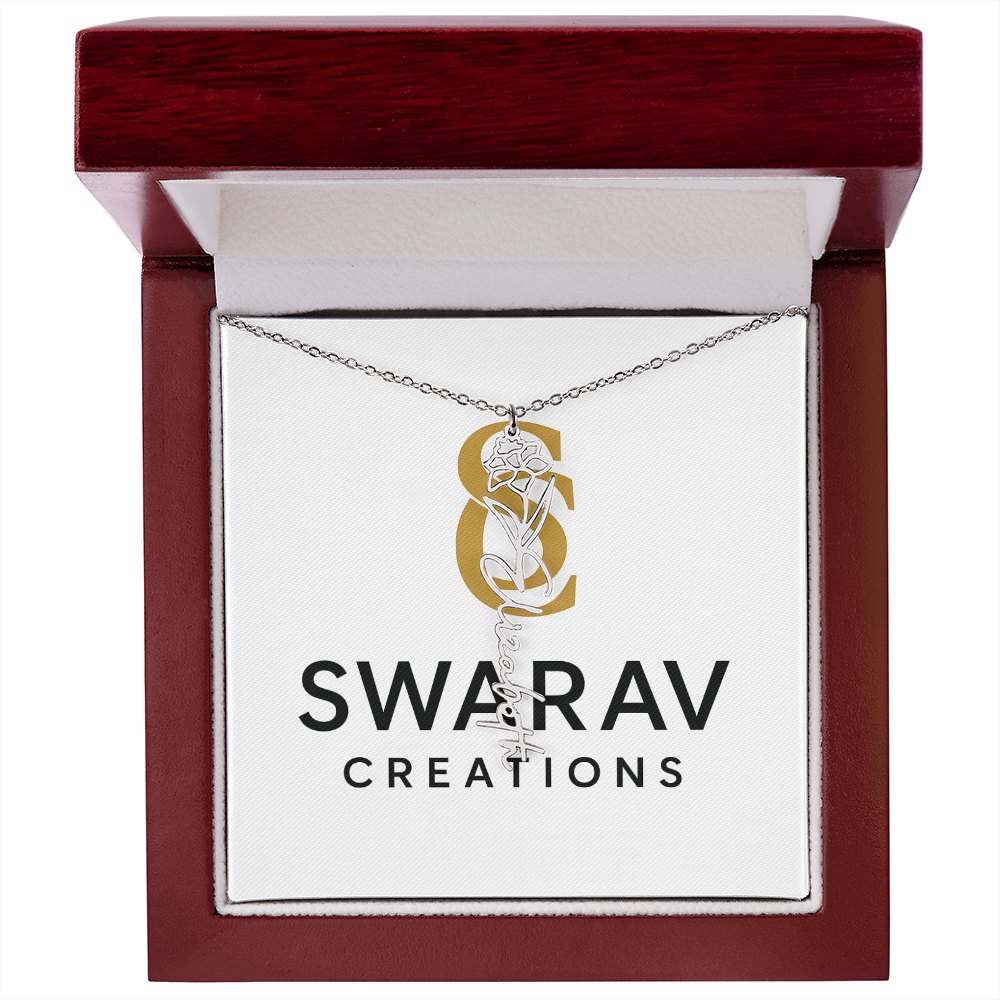 Personalized Flower Name Necklace – Elegant Custom Jewelry - Swarav Creations
