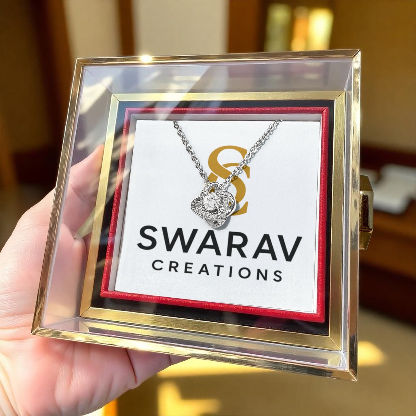 Eternal Love Knot Necklace with Preserved Rose Gift Box | Swarav Creations - Swarav Creations