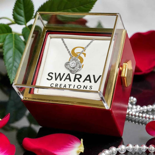 Eternal Love Knot Necklace with Preserved Rose Gift Box | Swarav Creations