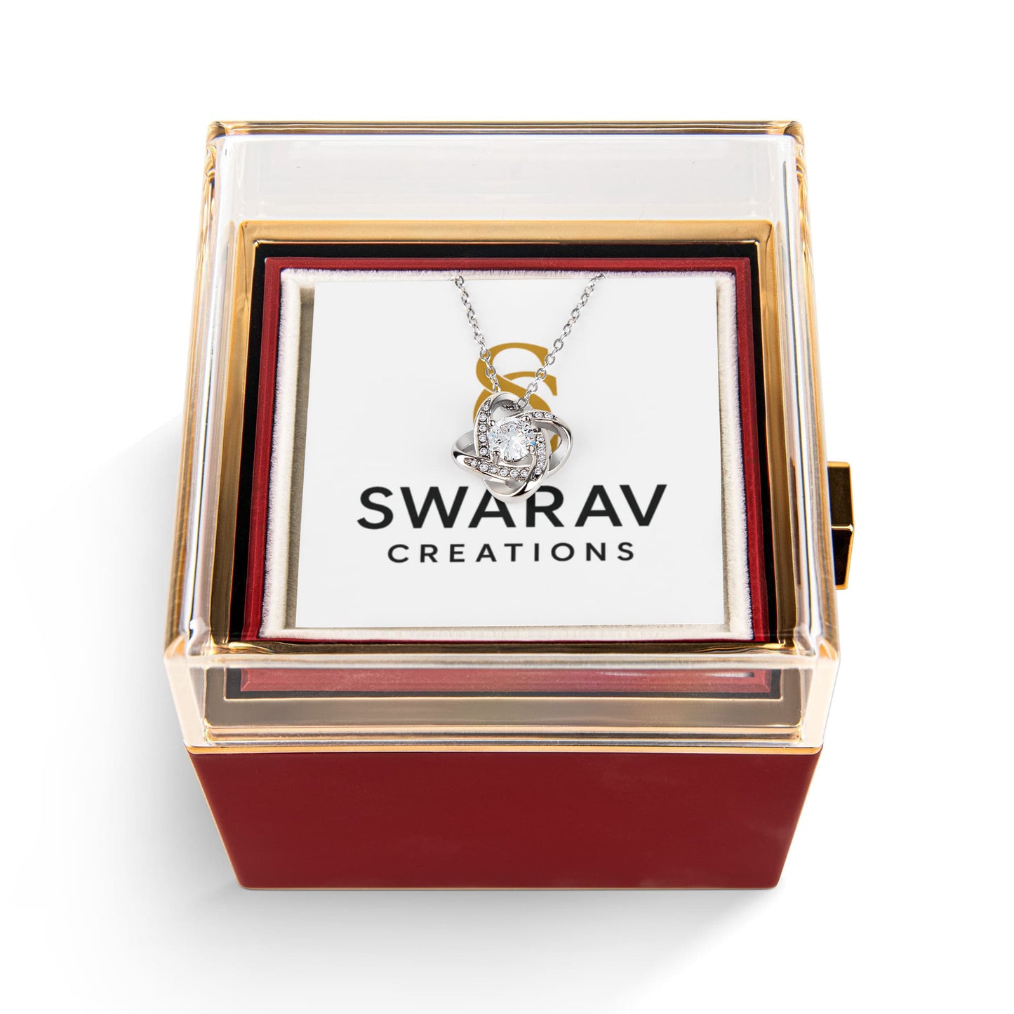 Eternal Love Knot Necklace with Preserved Rose Gift Box | Swarav Creations - Swarav Creations