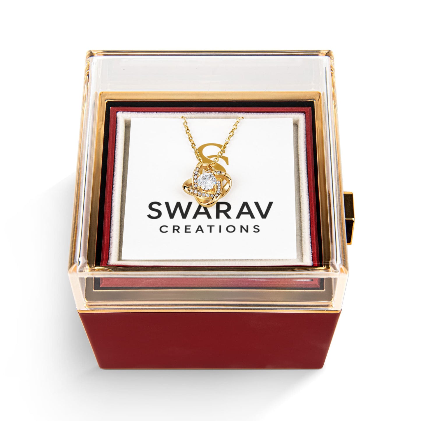 Eternal Love Knot Necklace with Preserved Rose Gift Box | Swarav Creations - Swarav Creations