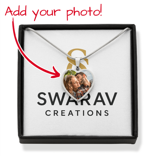 Luxury Photo Necklace – Personalized Heart Pendant in Gold or Steel | Swarav Creations - Swarav Creations