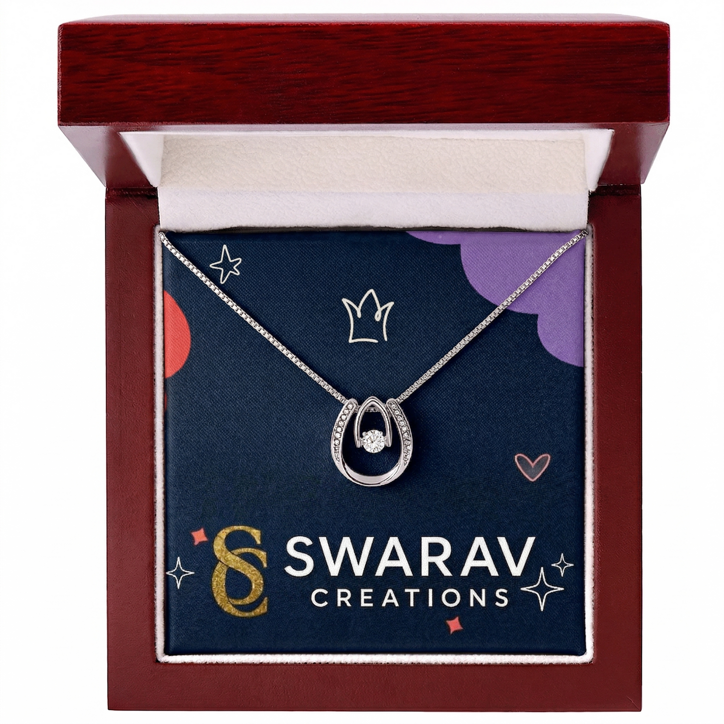 Lucky in Love Necklace - Dancing CZ White Gold Pendant
