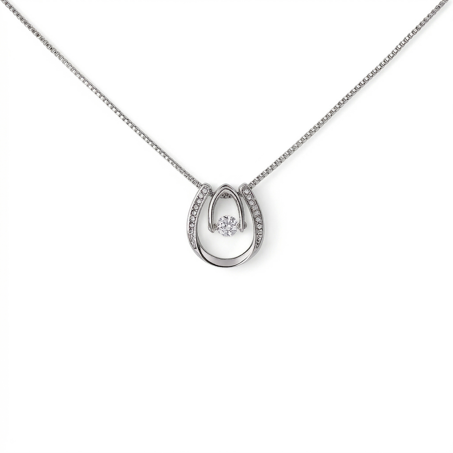 Lucky in Love Necklace - Dancing CZ White Gold Pendant