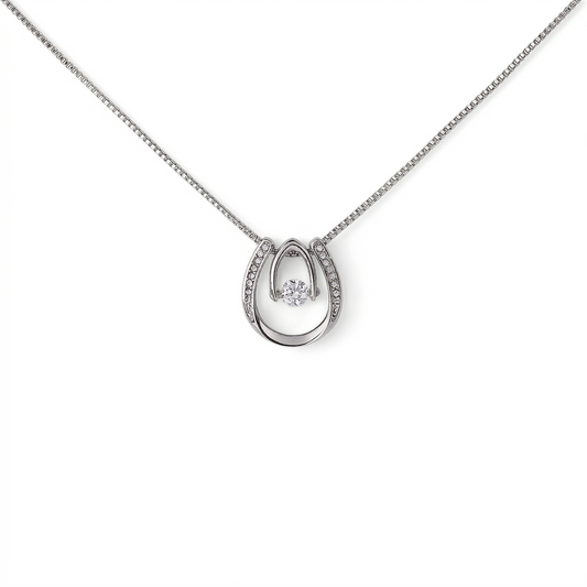 Lucky in Love Necklace - Dancing CZ White Gold Pendant