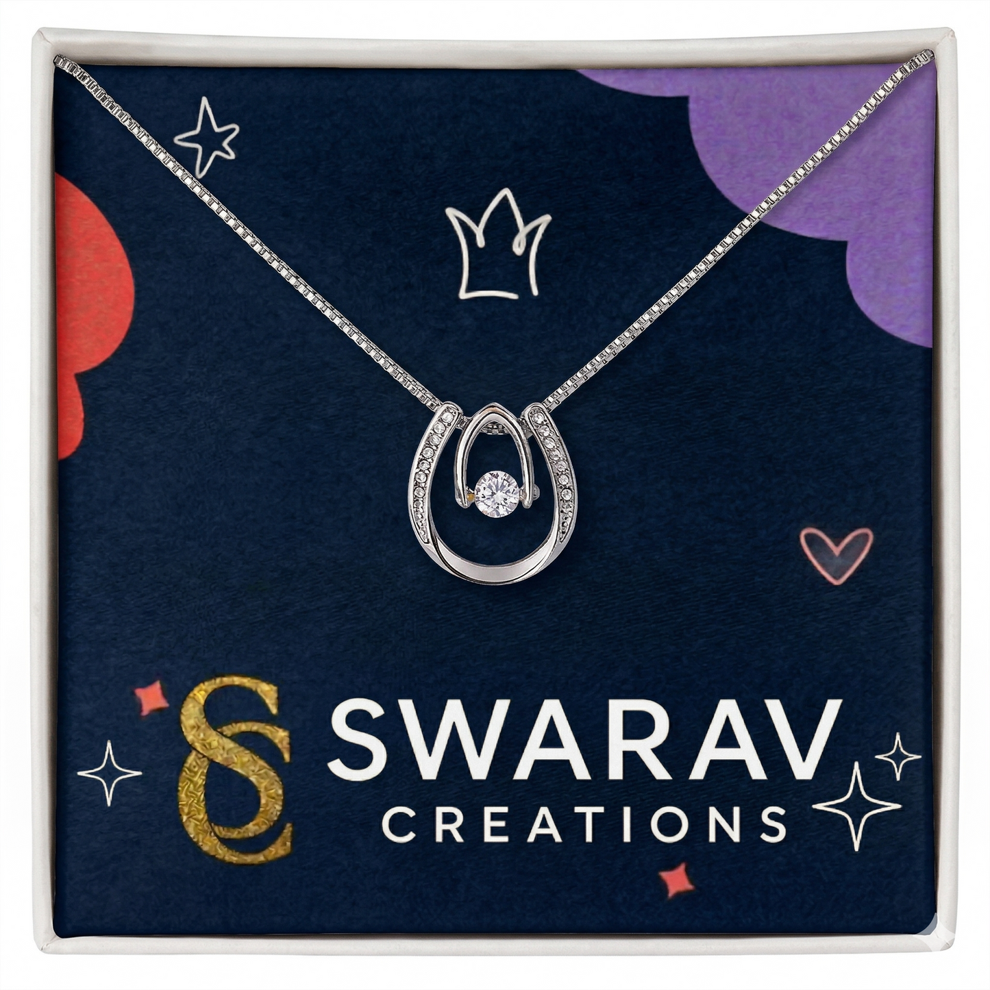 Lucky in Love Necklace - Dancing CZ White Gold Pendant