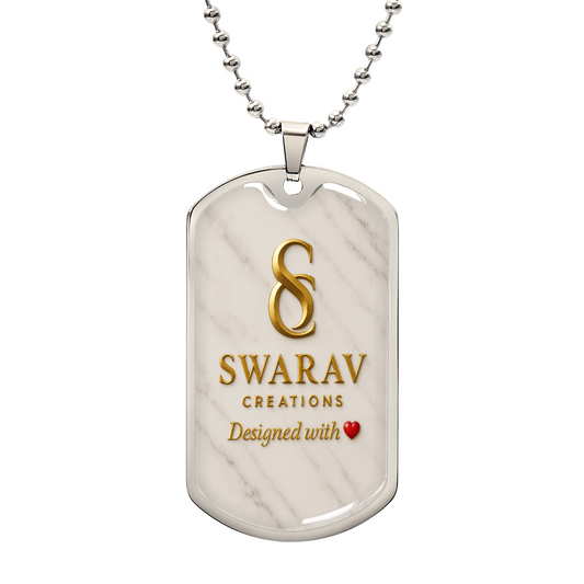 Gold & Marble Dog Tag Necklace – Designed with ❤️ | Custom Engraved Gift for Him or Her - Swarav Creations