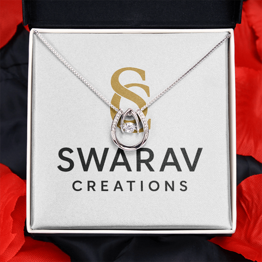 Lucky in Love Necklace - Dancing CZ White Gold Pendant | Swarav Creations - Swarav Creations