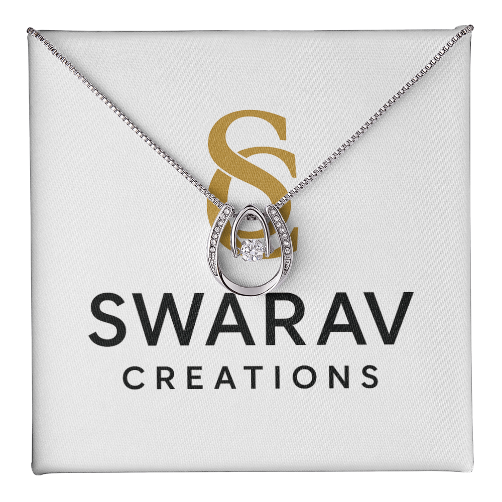 Lucky in Love Necklace - Dancing CZ White Gold Pendant | Swarav Creations - Swarav Creations