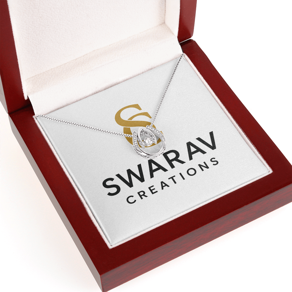 Lucky in Love Necklace - Dancing CZ White Gold Pendant | Swarav Creations - Swarav Creations