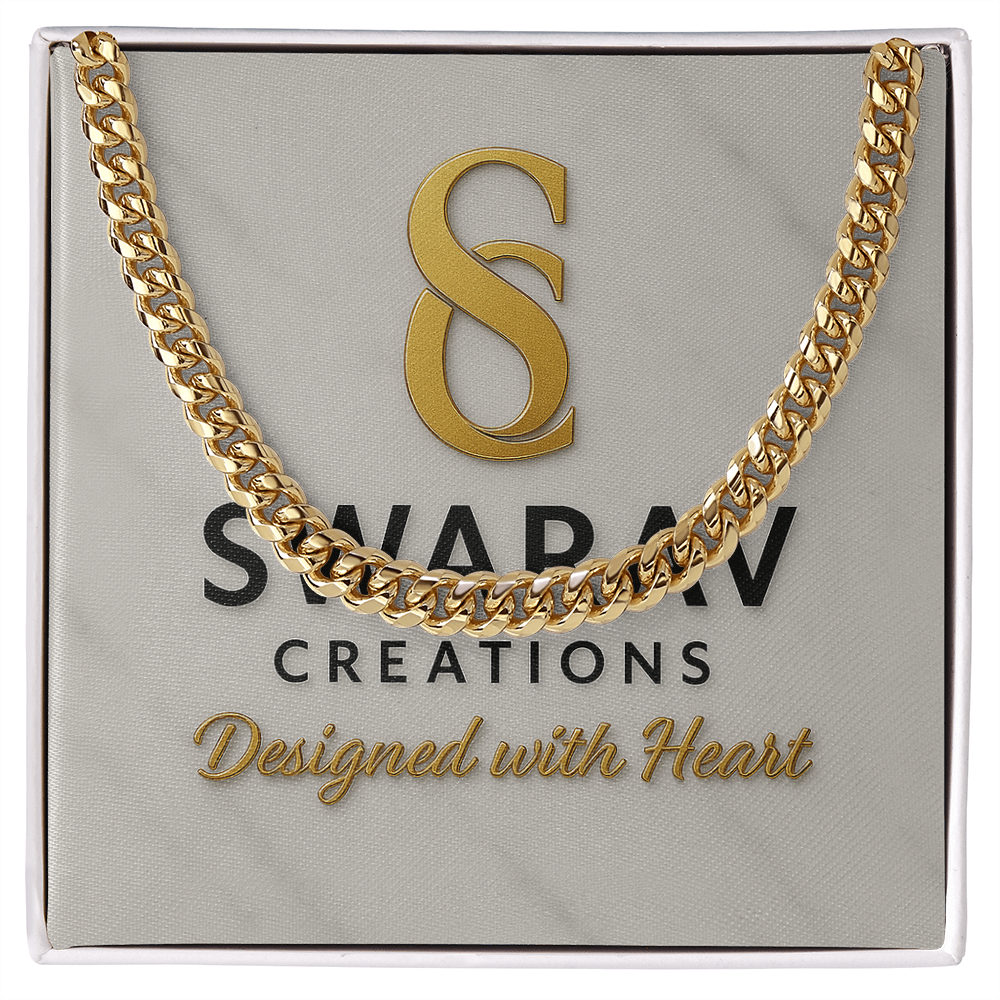 Men's Cuban Link Chain Necklace – 18K Gold or Stainless Steel | Adjustable Length 18–22” | Luxury Gift for Him - Swarav Creations