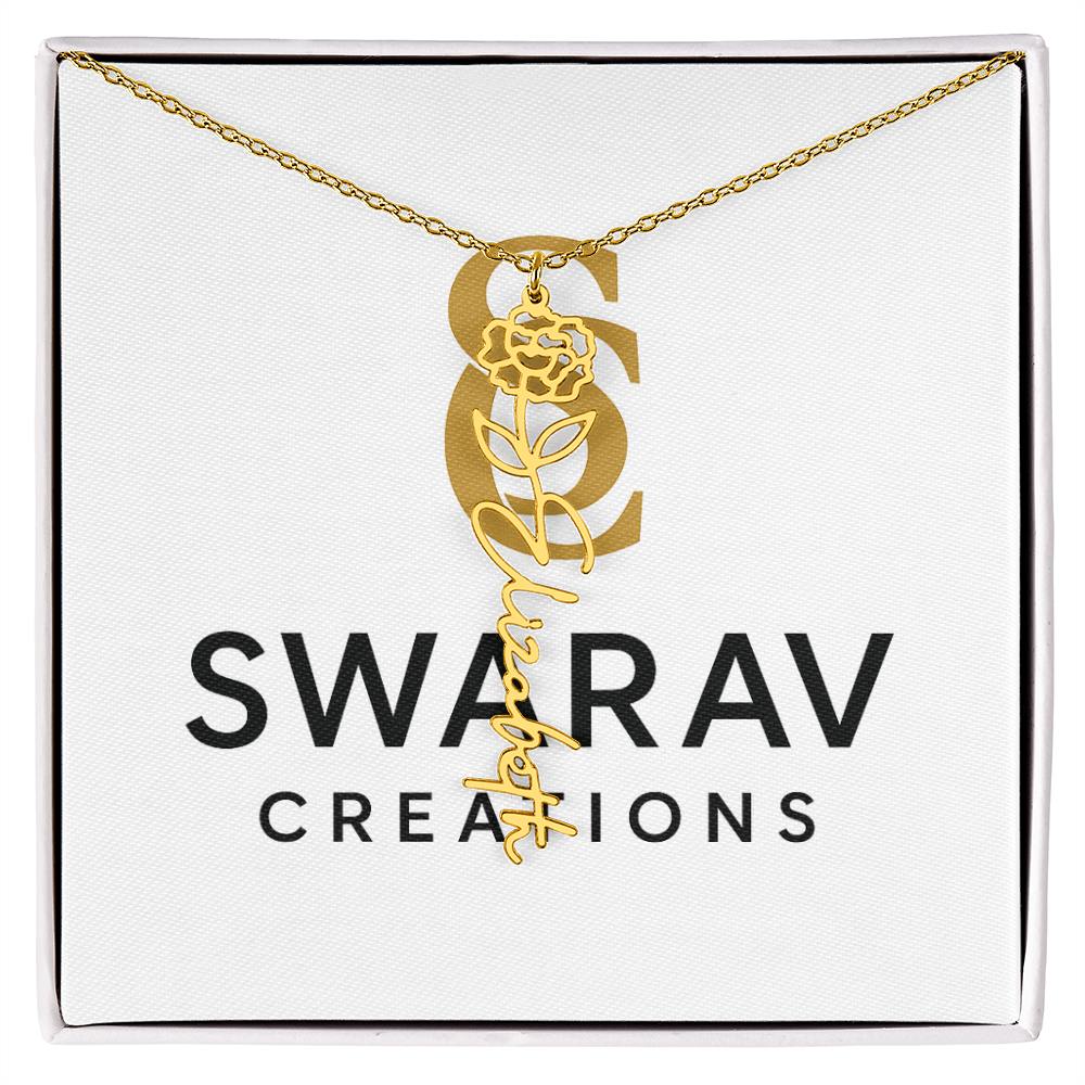 Personalized Flower Name Necklace – Elegant Custom Jewelry - Swarav Creations