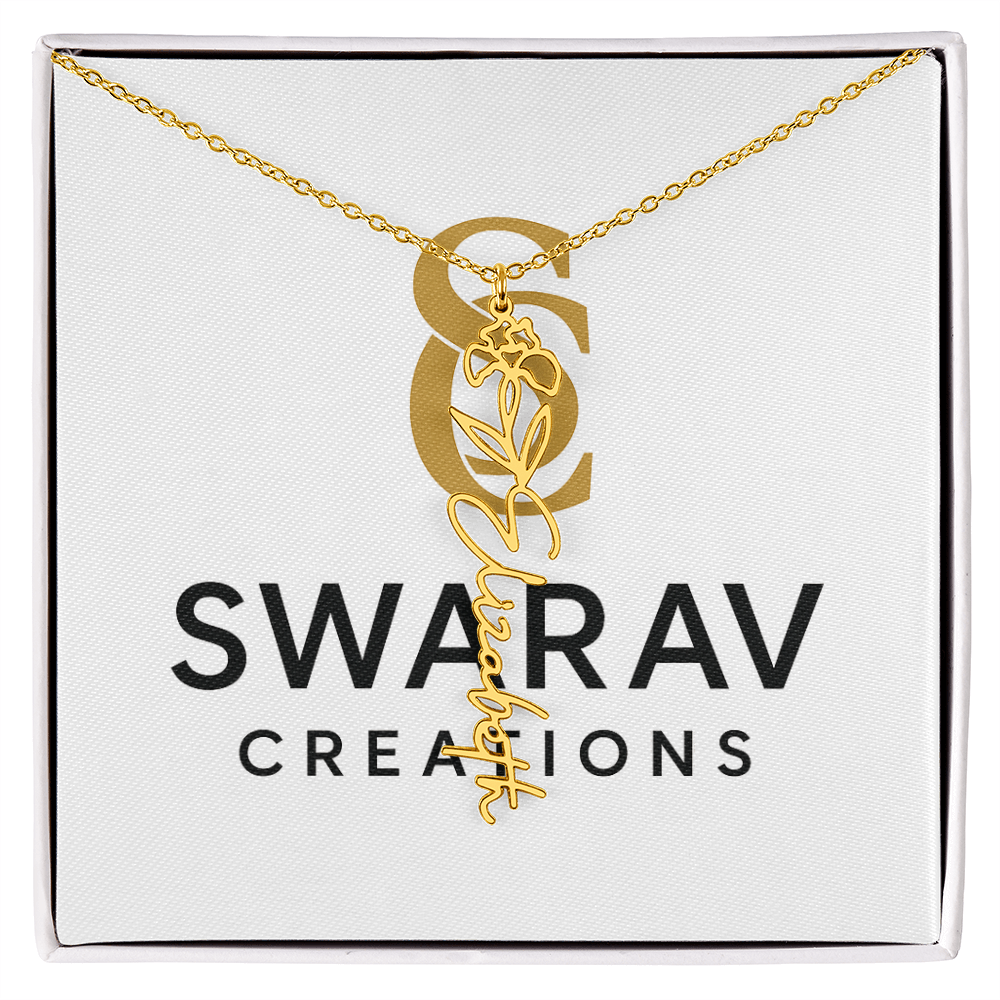 Personalized Flower Name Necklace – Elegant Custom Jewelry - Swarav Creations