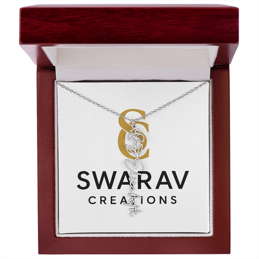 Personalized Flower Name Necklace - Elegant Custom Jewelry for a Unique Touch | Luxury Box