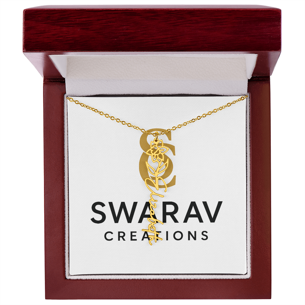 Personalized Flower Name Necklace – Elegant Custom Jewelry - Swarav Creations