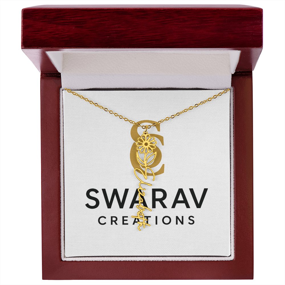 Personalized Flower Name Necklace – Elegant Custom Jewelry - Swarav Creations