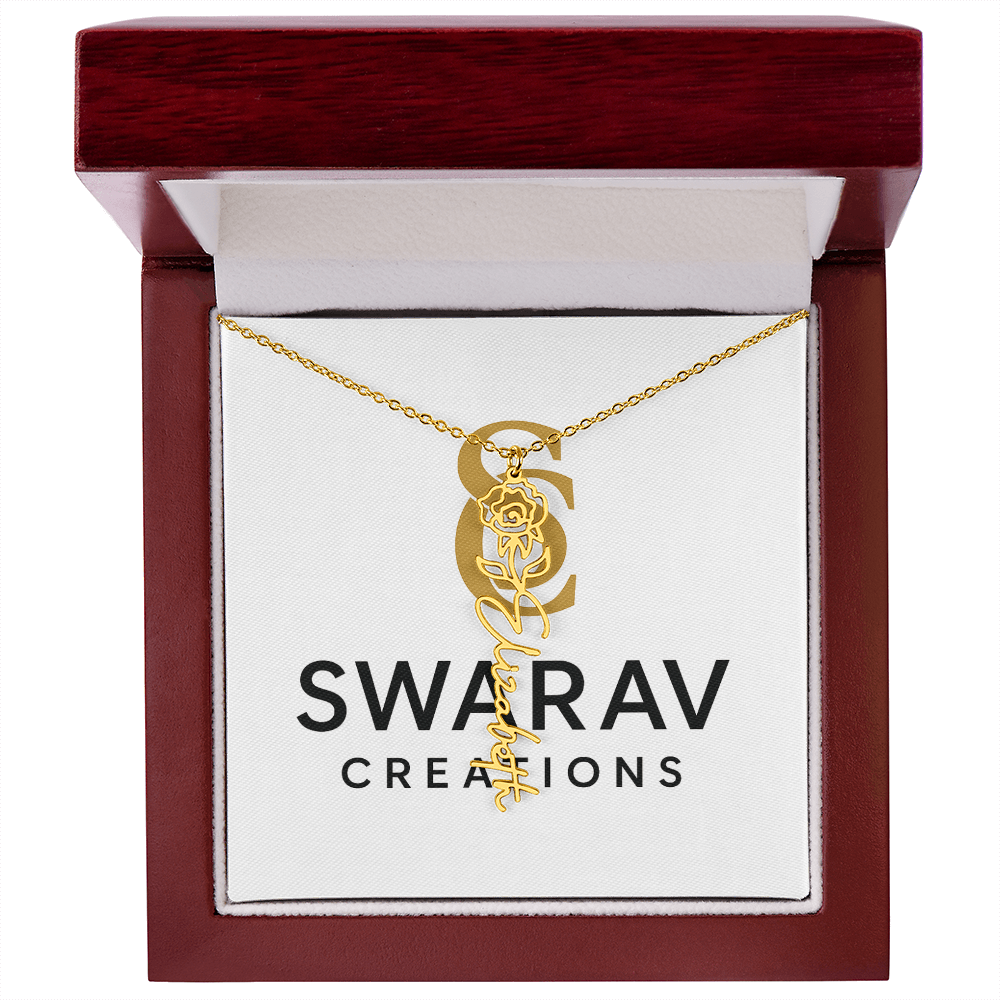Personalized Flower Name Necklace – Elegant Custom Jewelry - Swarav Creations