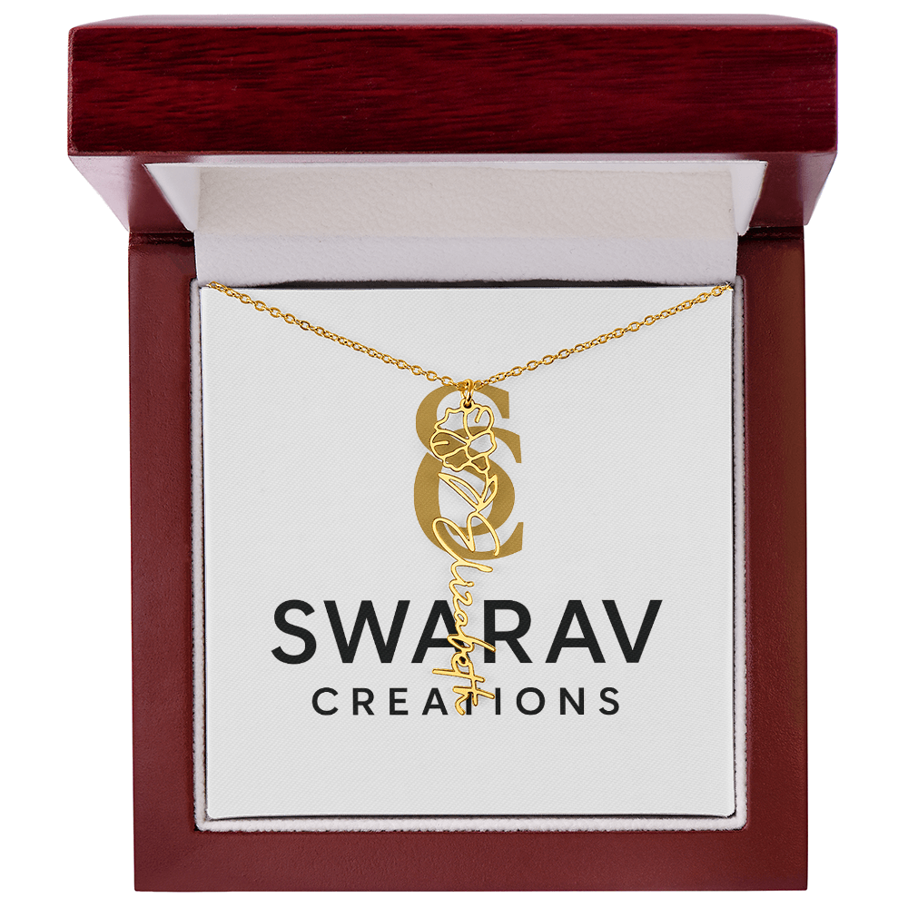 Personalized Flower Name Necklace – Elegant Custom Jewelry - Swarav Creations