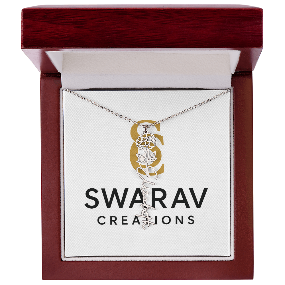 Personalized Flower Name Necklace – Elegant Custom Jewelry - Swarav Creations